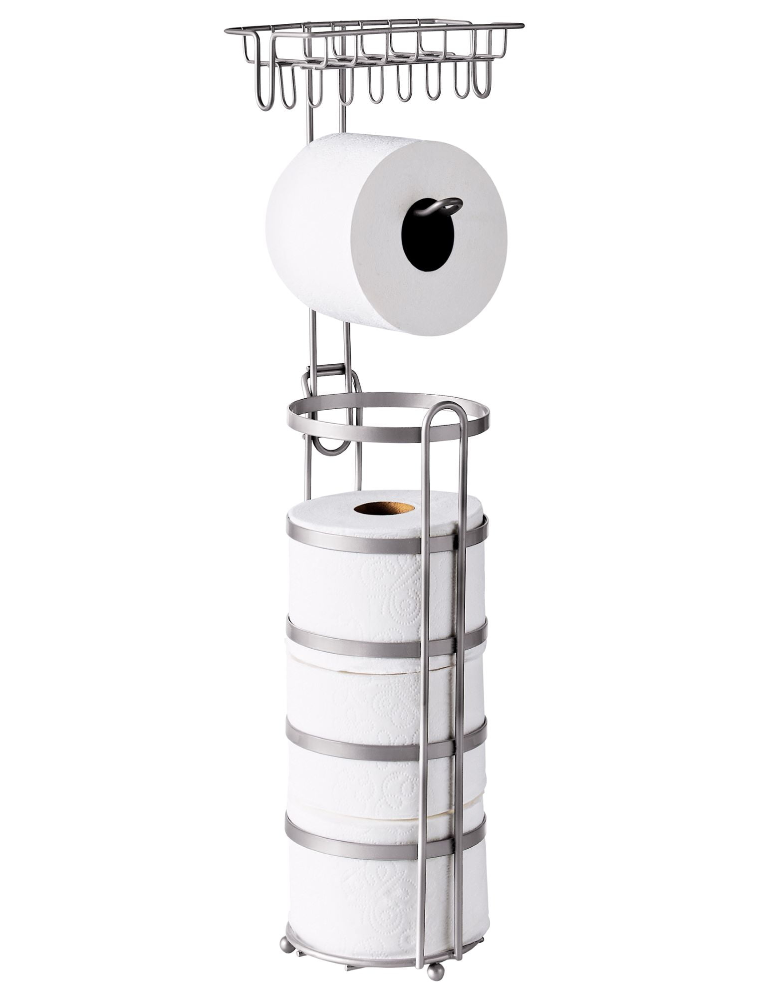 Better Homes & Gardens Satin Nickel Flatwire Free-Standing Toilet Paper Reserve with Holder