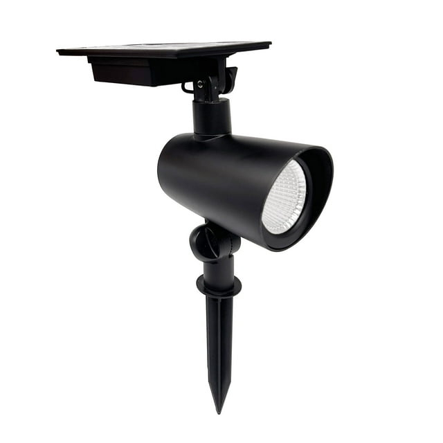 Better Homes & Gardens Taylor Solar Black Cast Metal Color Lock LED Landscape Spotlight, 150 Lumens