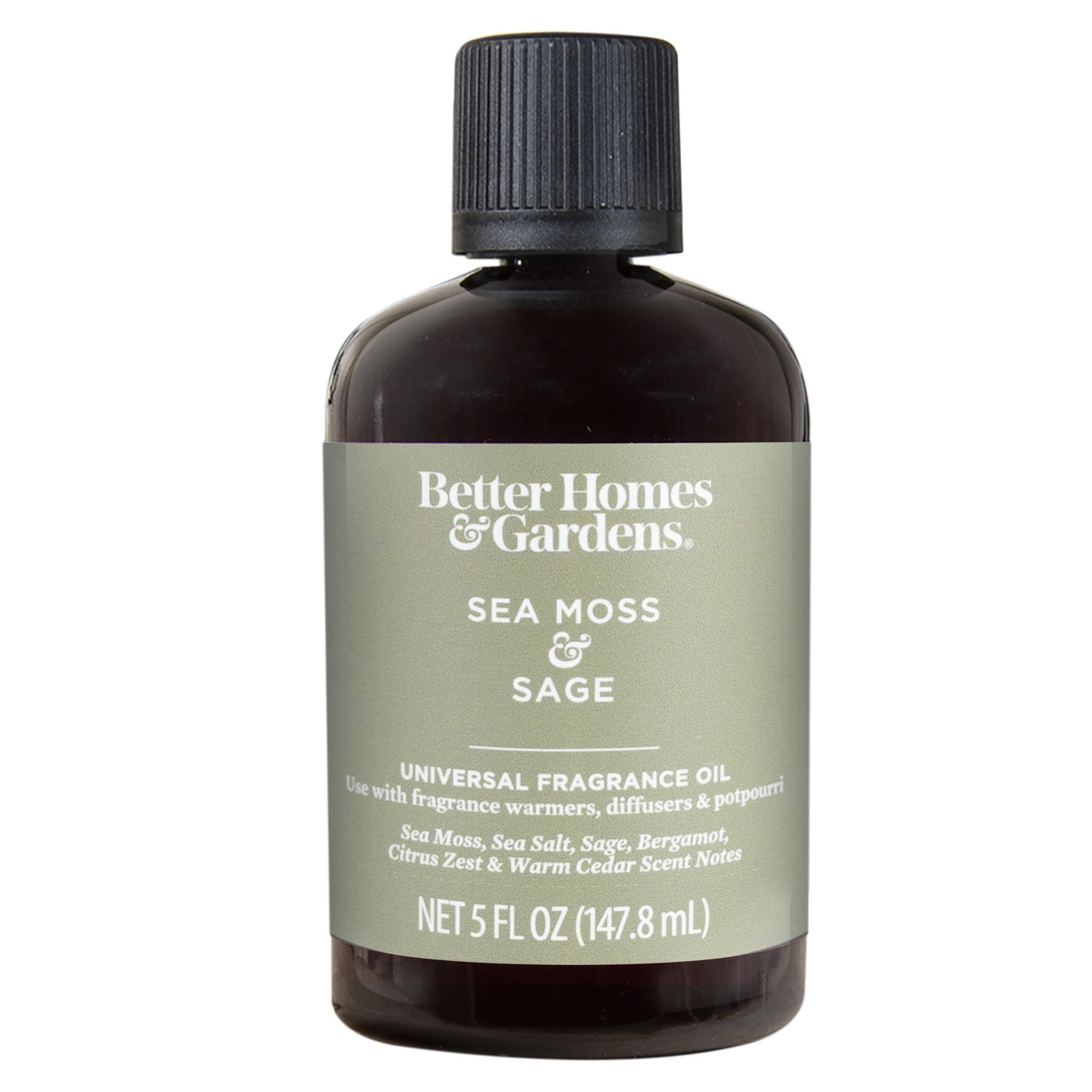 Better Homes & Gardens Universal Fragrance Oil, Sea Moss & Sage Scented, 5 fl oz, for use with Fragrance Oil Diffusers, Fragrance Warmers, Potpourri, and Wicking Fragrance Diffusers