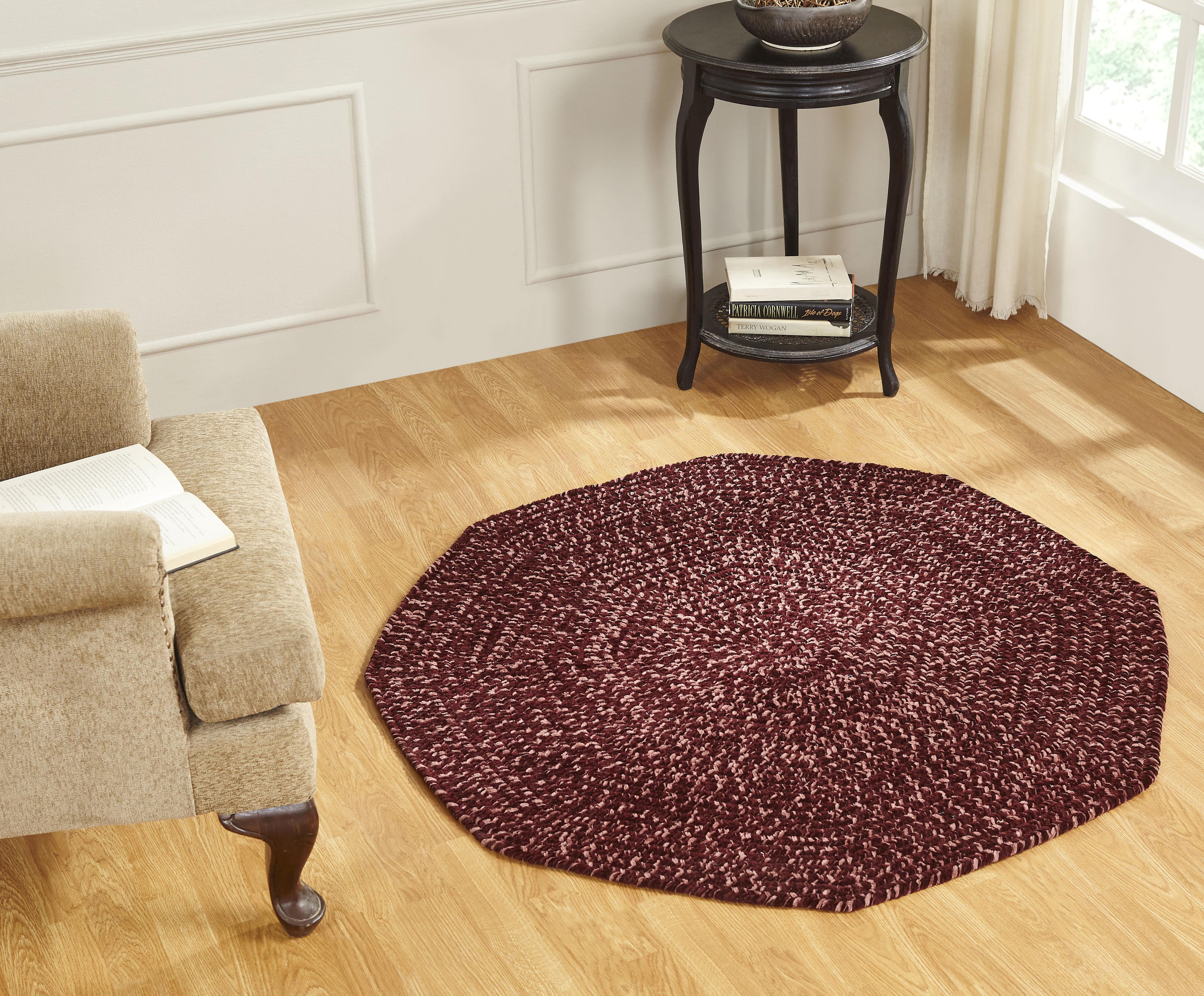 Better Trends Chenille Tweed Polyester 72" Octagonal Rug, Indoor Use, for Adult - Burgundy/Mauve