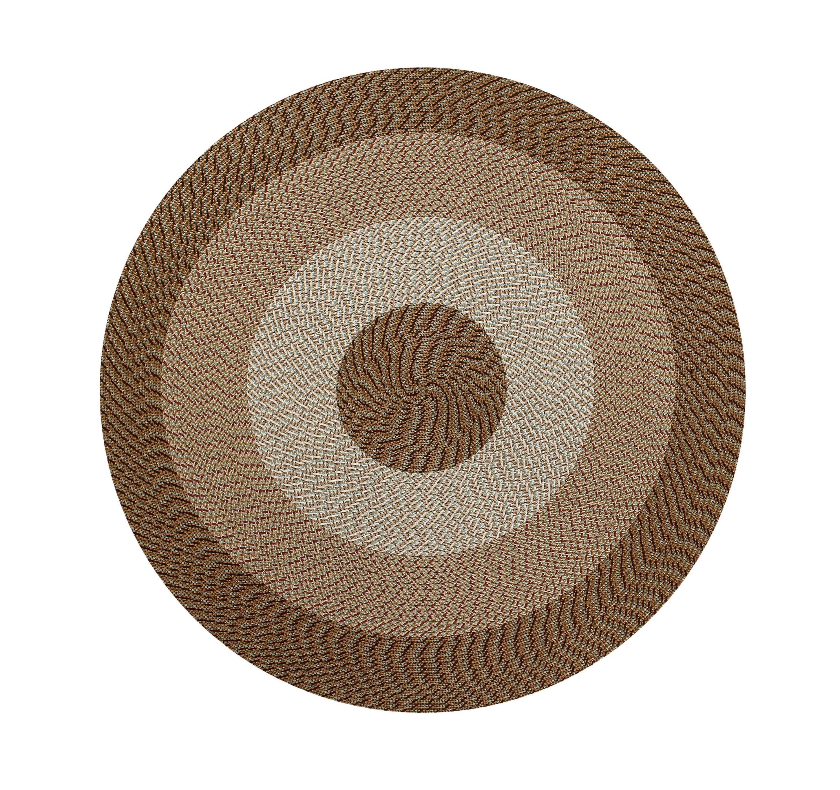 72" x 72" Country Stripe Collection Straw Stripe Reversible Indoor Area Utility Round Rug - Better Trends