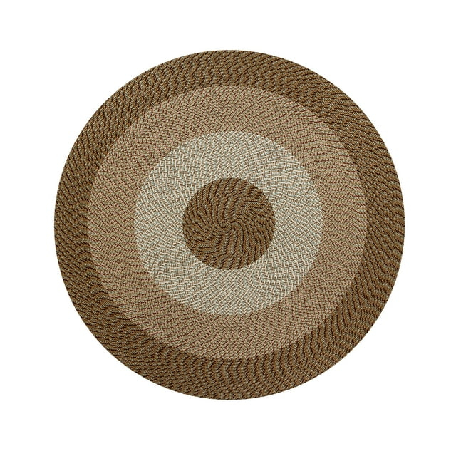 72" x 72" Country Stripe Collection Straw Stripe Reversible Indoor Area Utility Round Rug - Better Trends