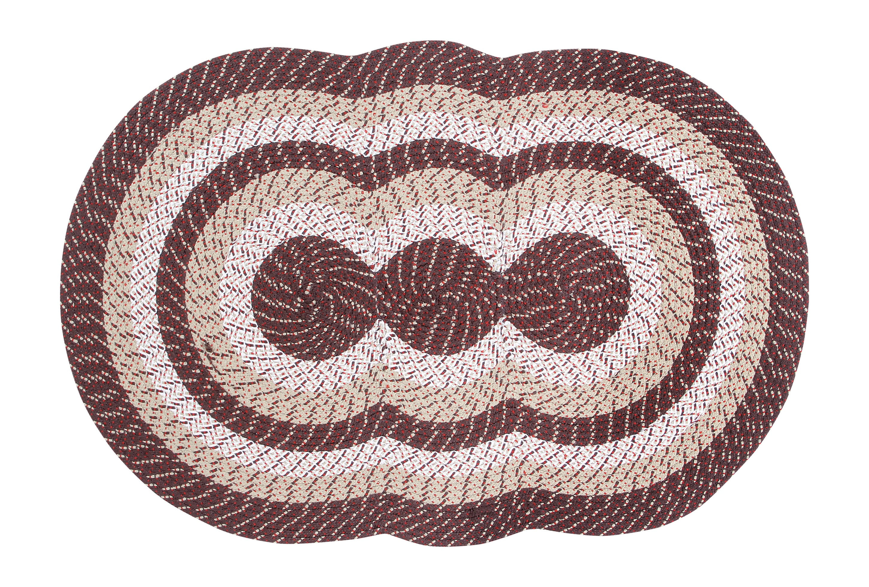 Better Trends Country Braid Reversible Indoor Area Utility Rug 100% Polypropylene, 40" x 60" Tri-Circle, Brown Stripe