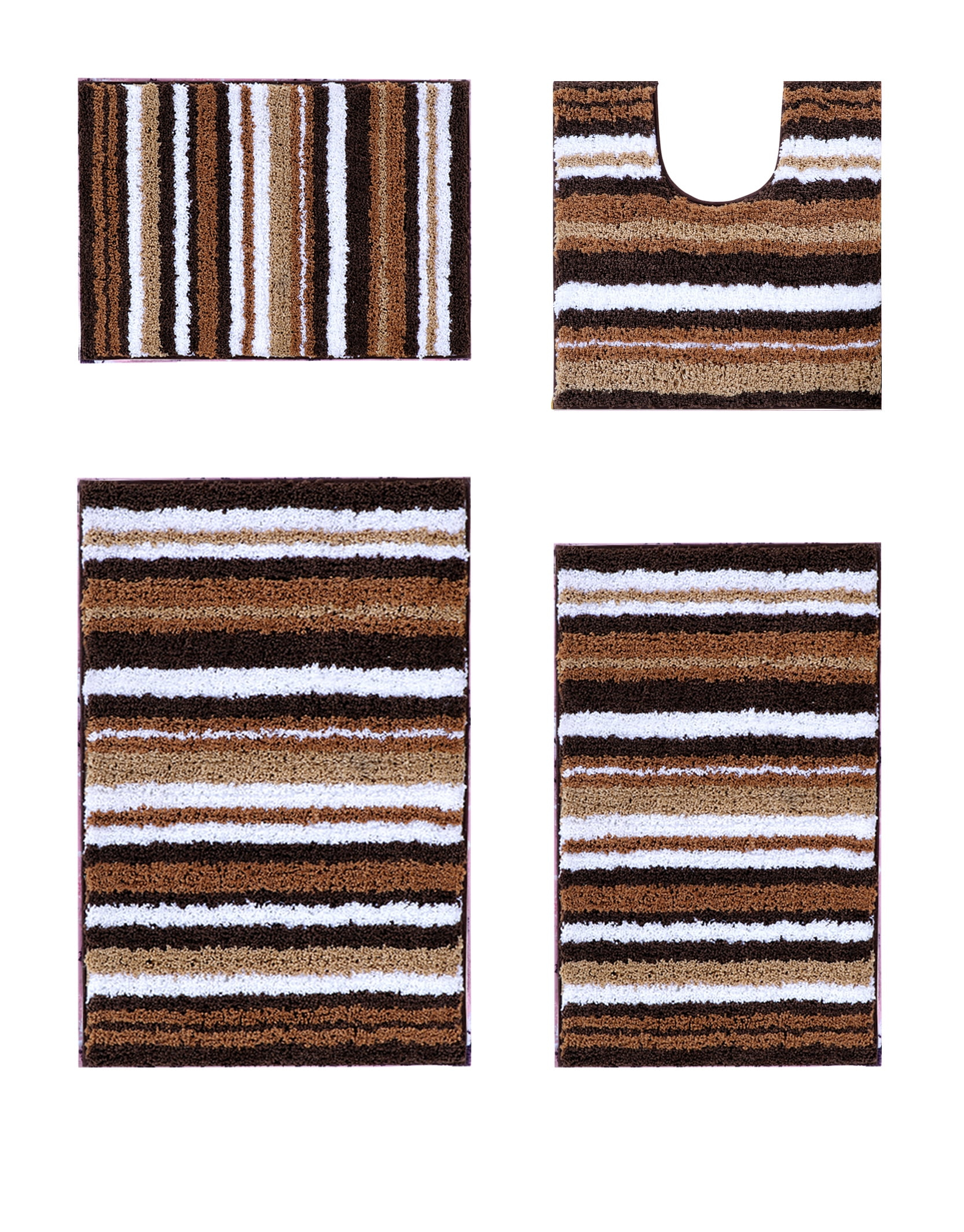 Better Trends Griffie 100% Polyester 4 Piece Set Bath Mat Rug Set - Café