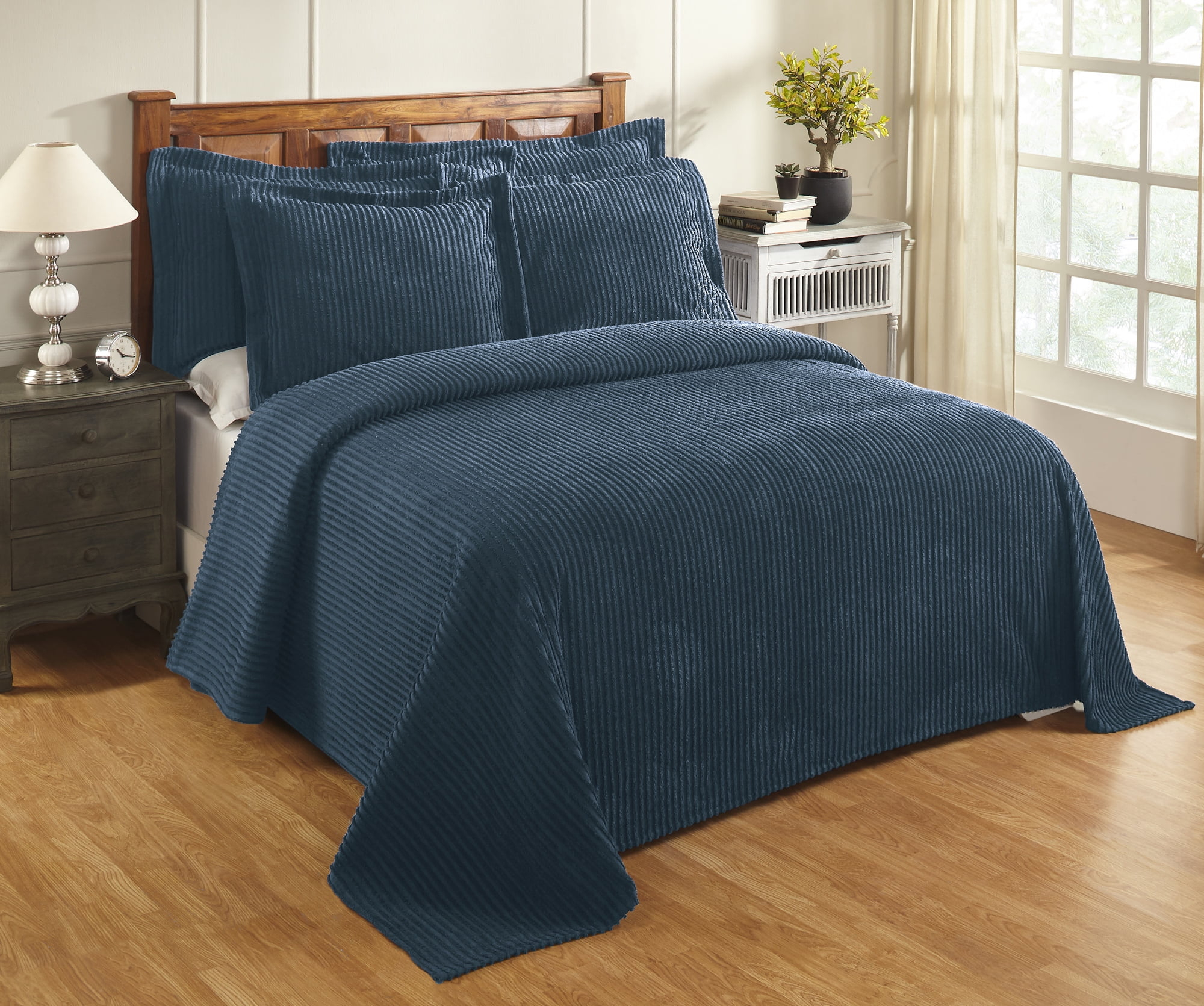 Better Trends Jullian Solid Print 100% Cotton, Twin Bedspread, Teal