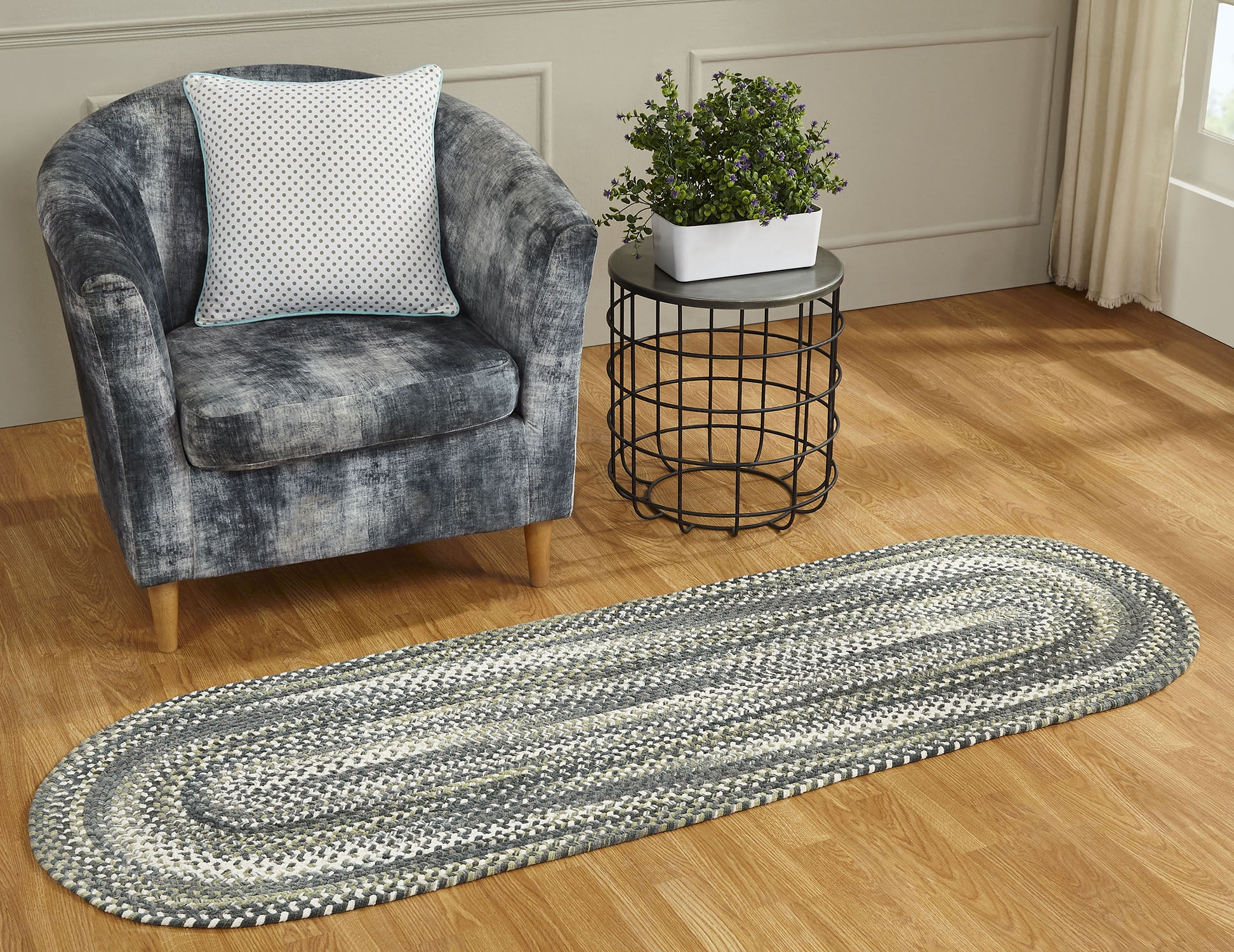 Better Trends Ombre Braid Braided Reversible Indoor Area Utility Rug, 100% Cotton, 24" x 72" Runner, Olive