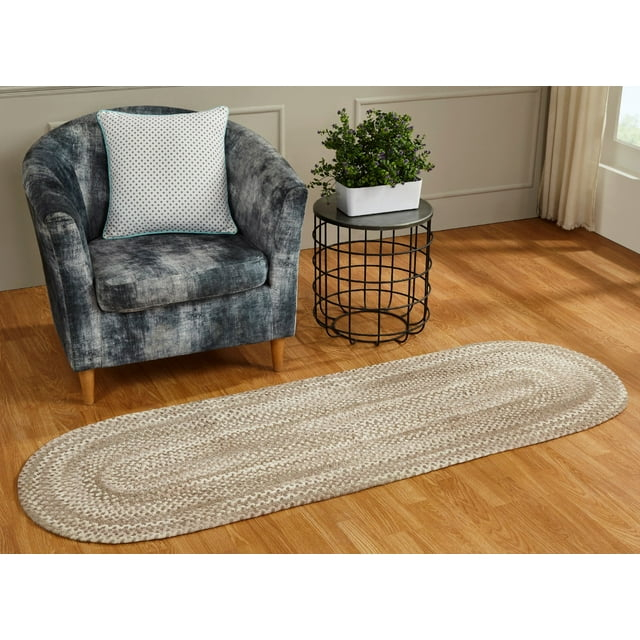 Better Trends Braided Runner Rug 24"x 72" 100% Cotton Rug for Indoor Use, Area Rug for Bedroom Ombre Chenille Collection - (Beige)