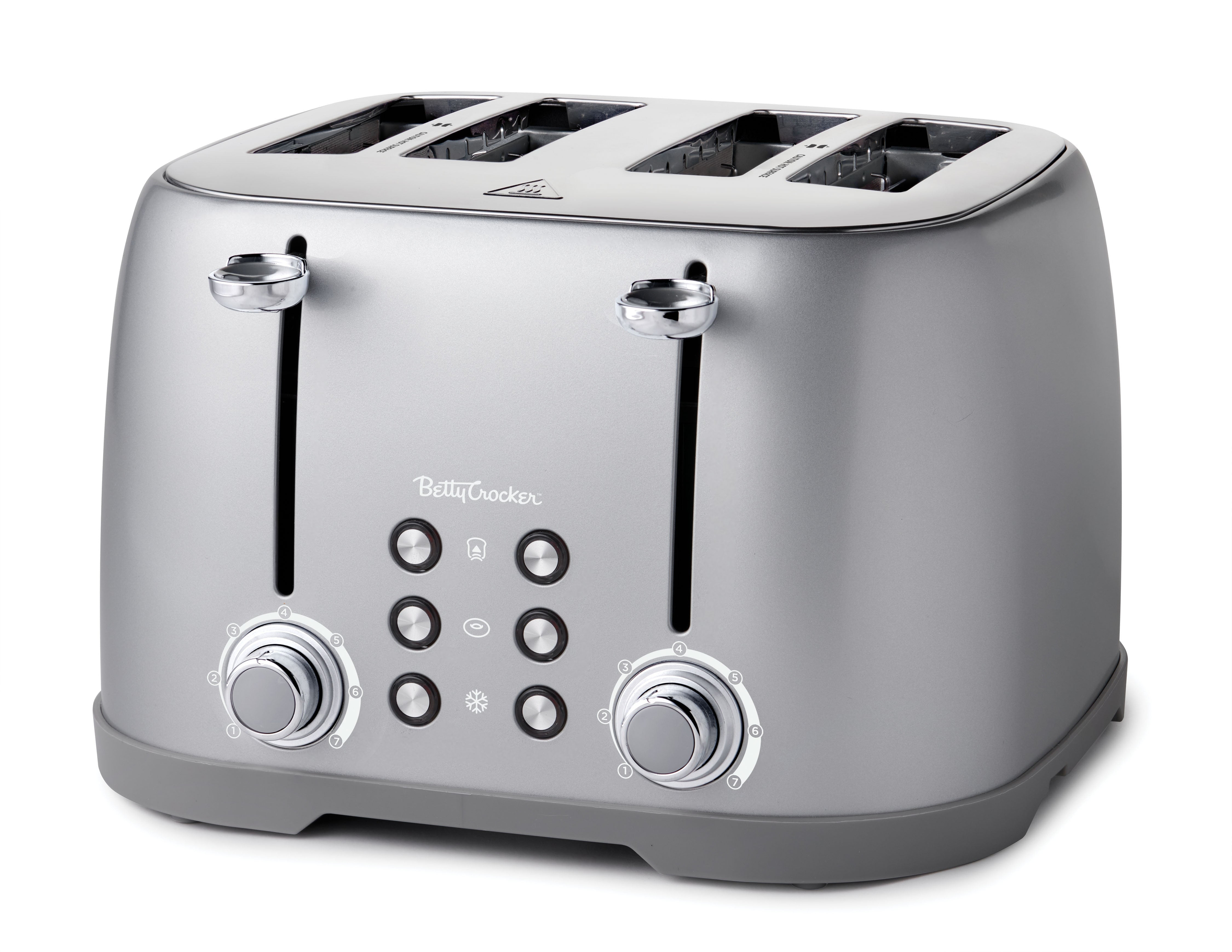 Betty Crocker 4-Slice Toaster, Silver with Extra Wide Slots