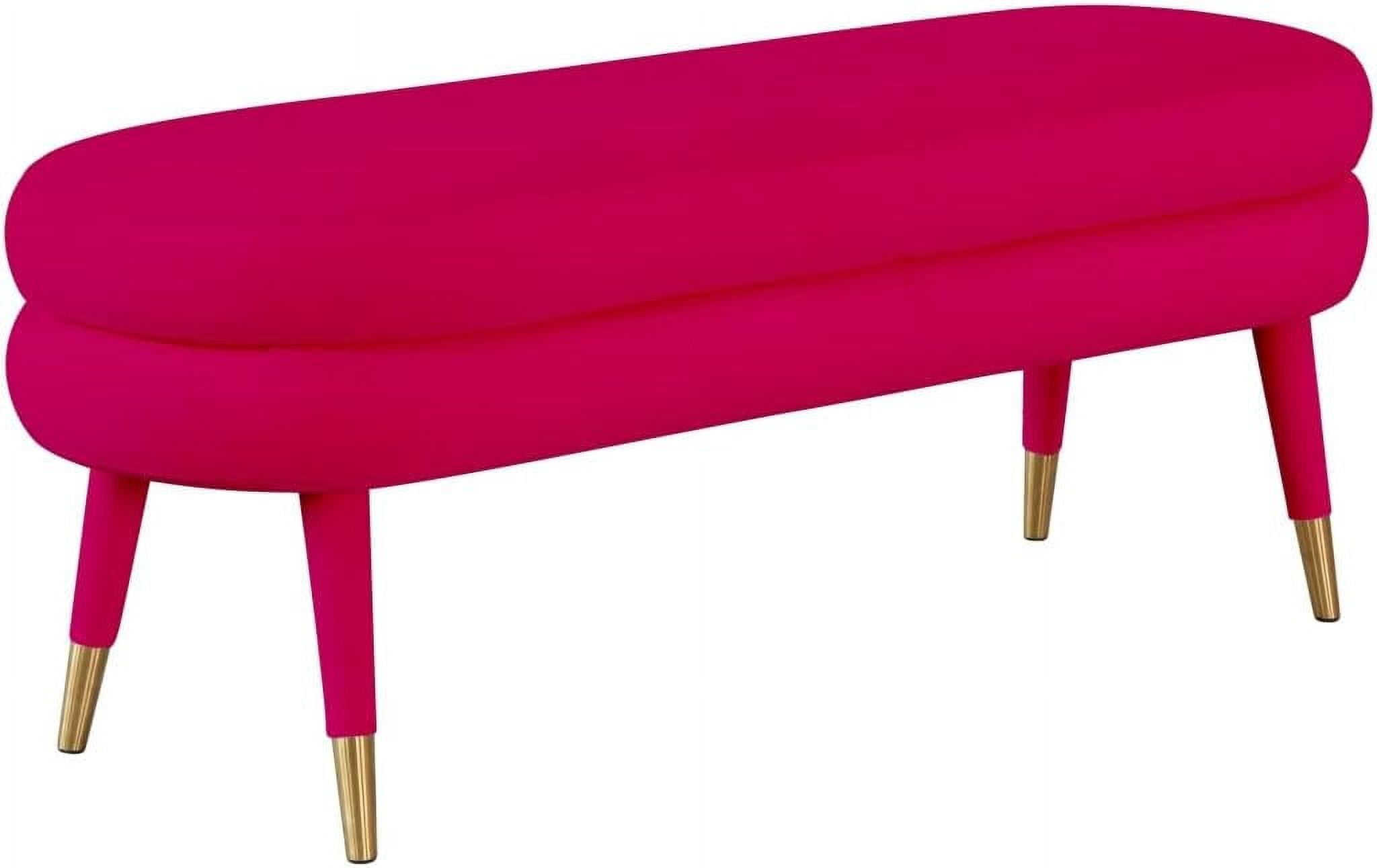 TOV Furniture Betty Pink Velvet Bench with Gold Tipped Legs