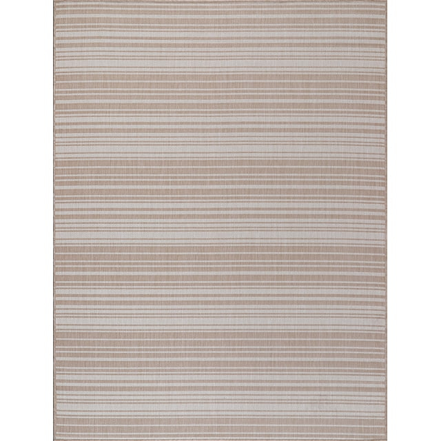 Beverly Rug Outdoor Rugs 5' x 7' Patio, Porch, Garden Beige and White