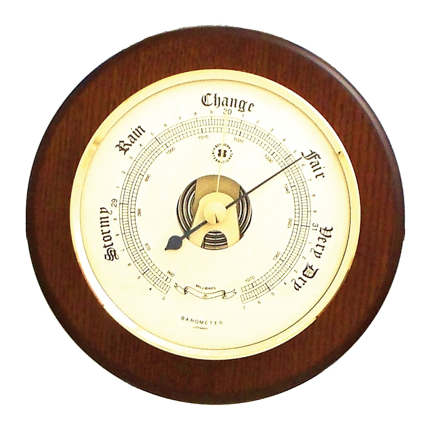 Bey-Berk Brass and Cherry Wood Indoor Barometer (WS072)