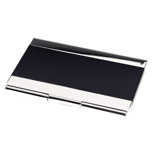 Bey-Berk Nickel Plated Business Card Case with Black Anodized Trim 2.5" x 3.85" Nickel/Black (D269B)