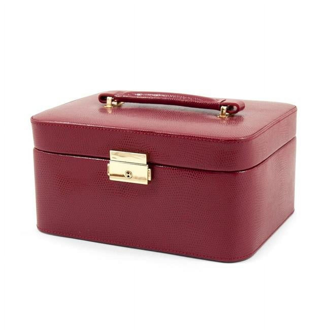 Bey-Berk International  Red Lizard Leather Jewelry Box for 3 Watches