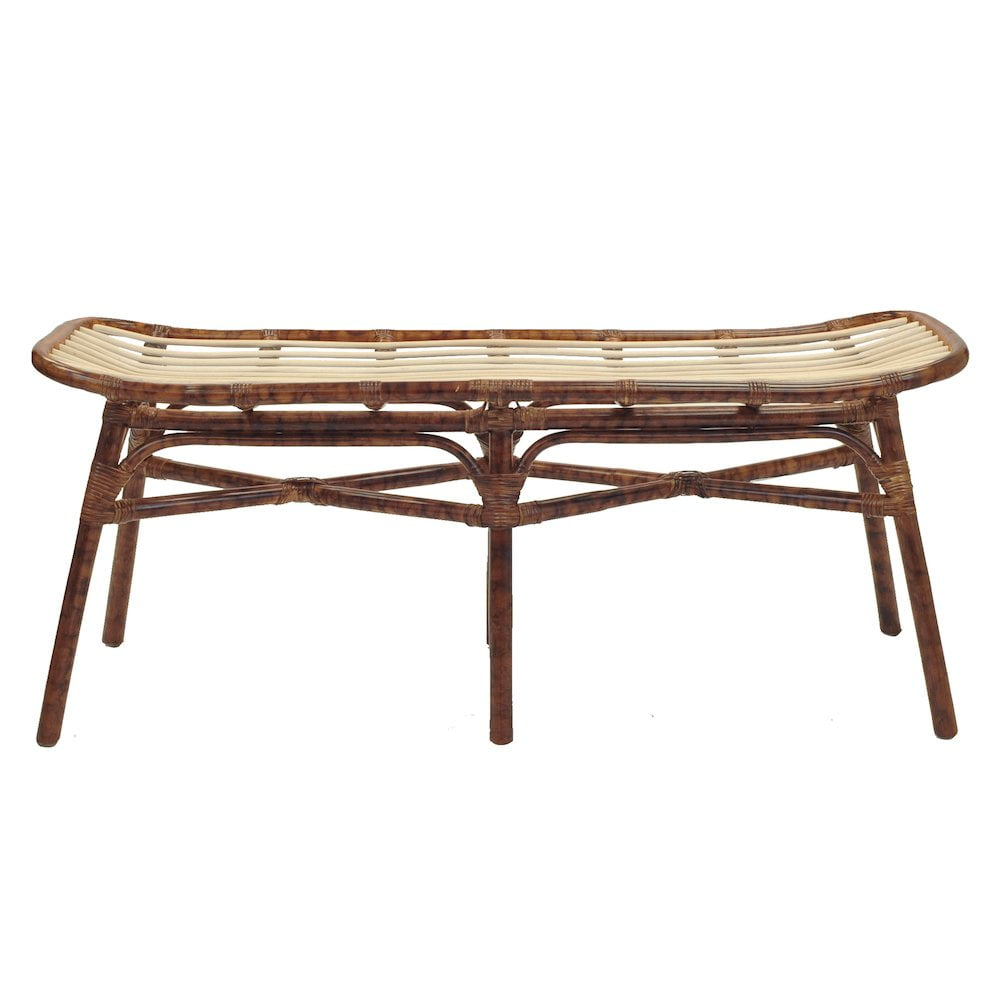 Beyla Rattan Bench, Marble Brown