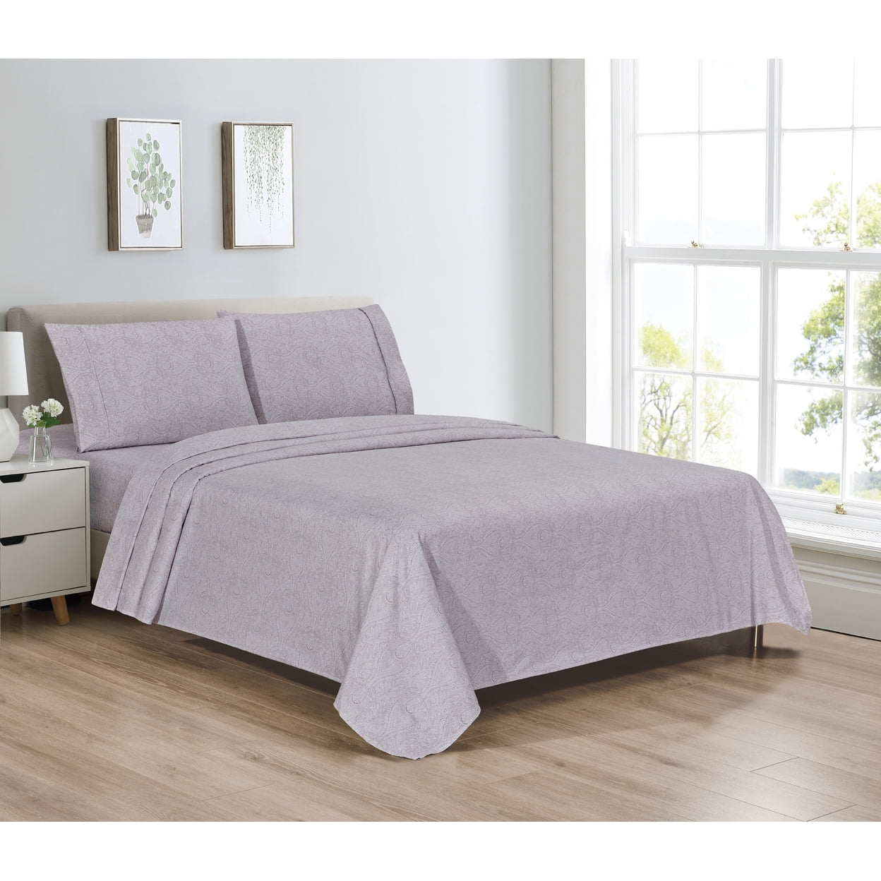 Bibb Home Egyptian Luxury 1800 Thread Count 4 pc Printed Sheet Sets