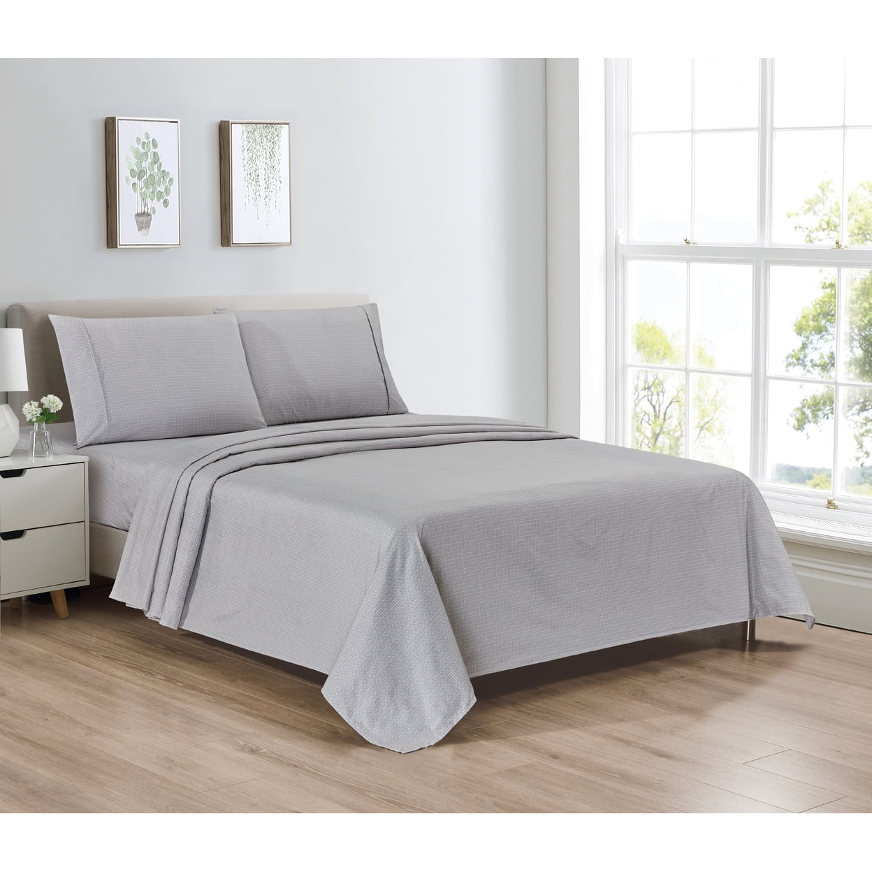 Bibb Home Egyptian Luxury 1800 Count Printed 4 Piece Sheet Set