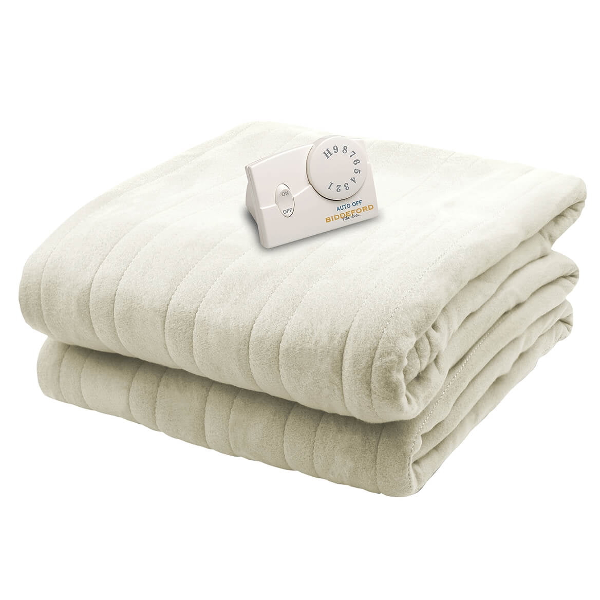 Biddeford Blankets Comfort Knit Fleece Heated Electric Blanket, Queen, Off-White