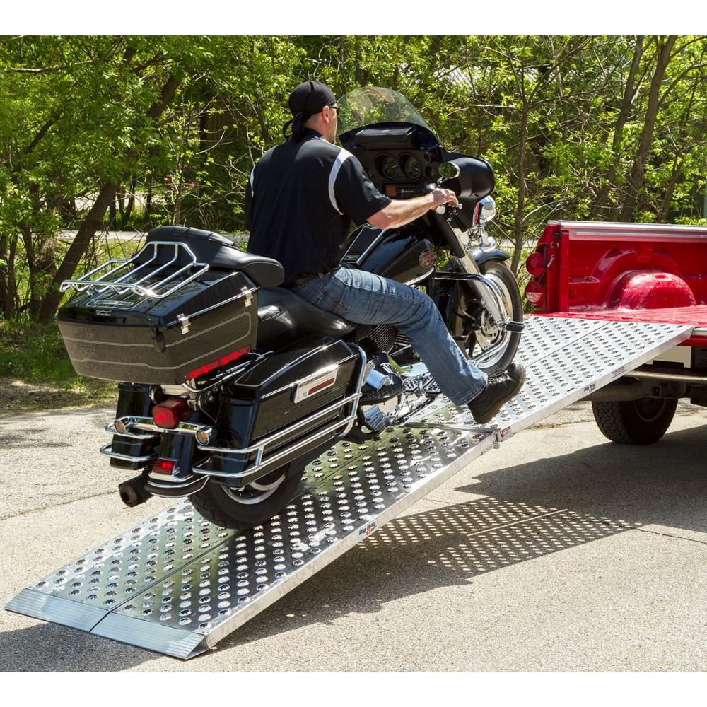 Big Boy EZ Rizer MF2-12038-EZ Aluminum 10' Bi-Fold Arched Folding Motorcycle Ramp by Black Widow