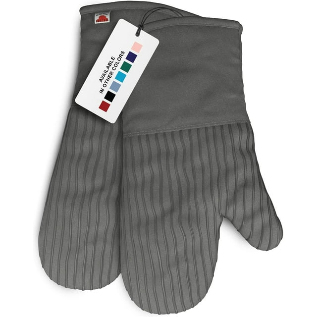 Big Red House Heat-Resistant Oven Mitts - Set of 2 Silicone Kitchen Oven Mitt Gloves, Grey