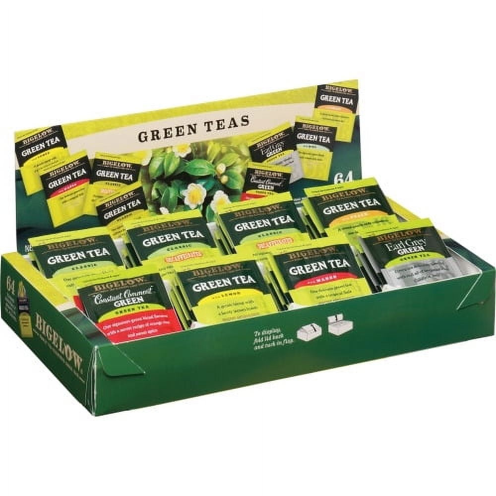 Green Tea Assortment, Individually Wrapped, Eight Flavors, 64 Tea Bags/Box, Sold as 64 Each