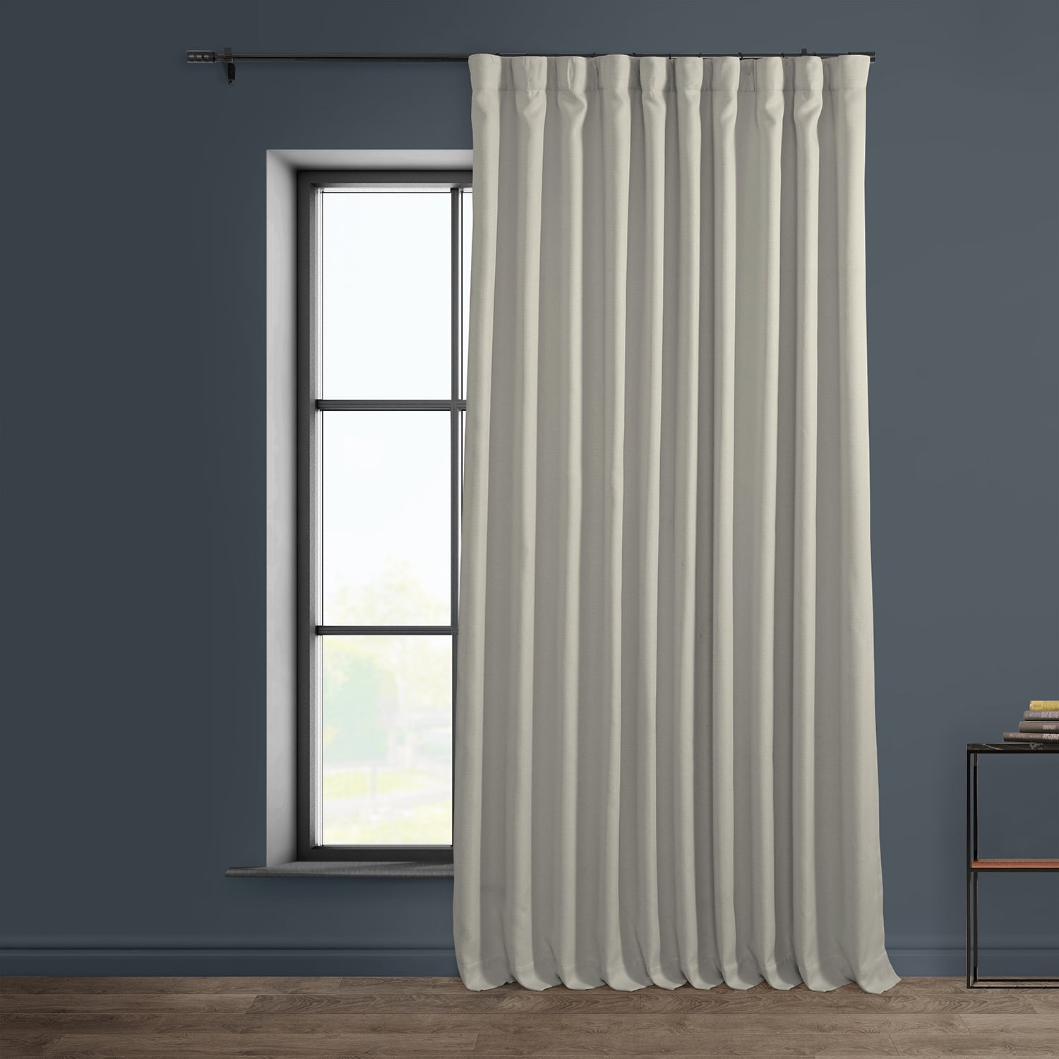 Birch Faux Linen Extra Wide Room Darkening Curtain (1 Panel), Birch, 100W X 120L