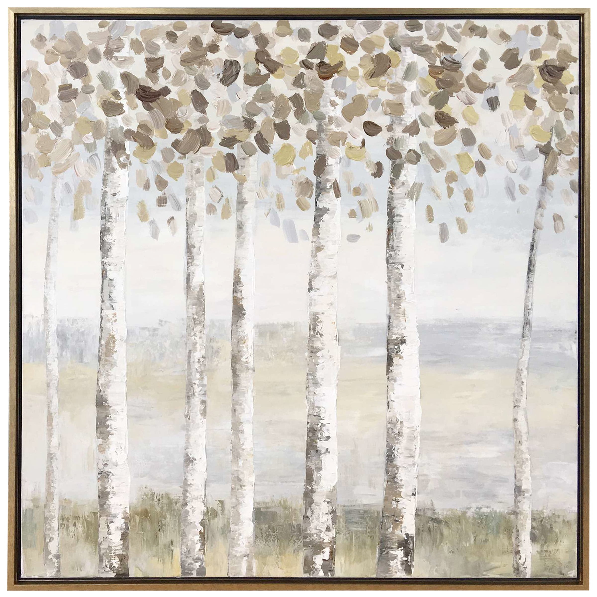 Birch Shade - 30in x 40in Hand Painted Framed Textured Stretched Canvas