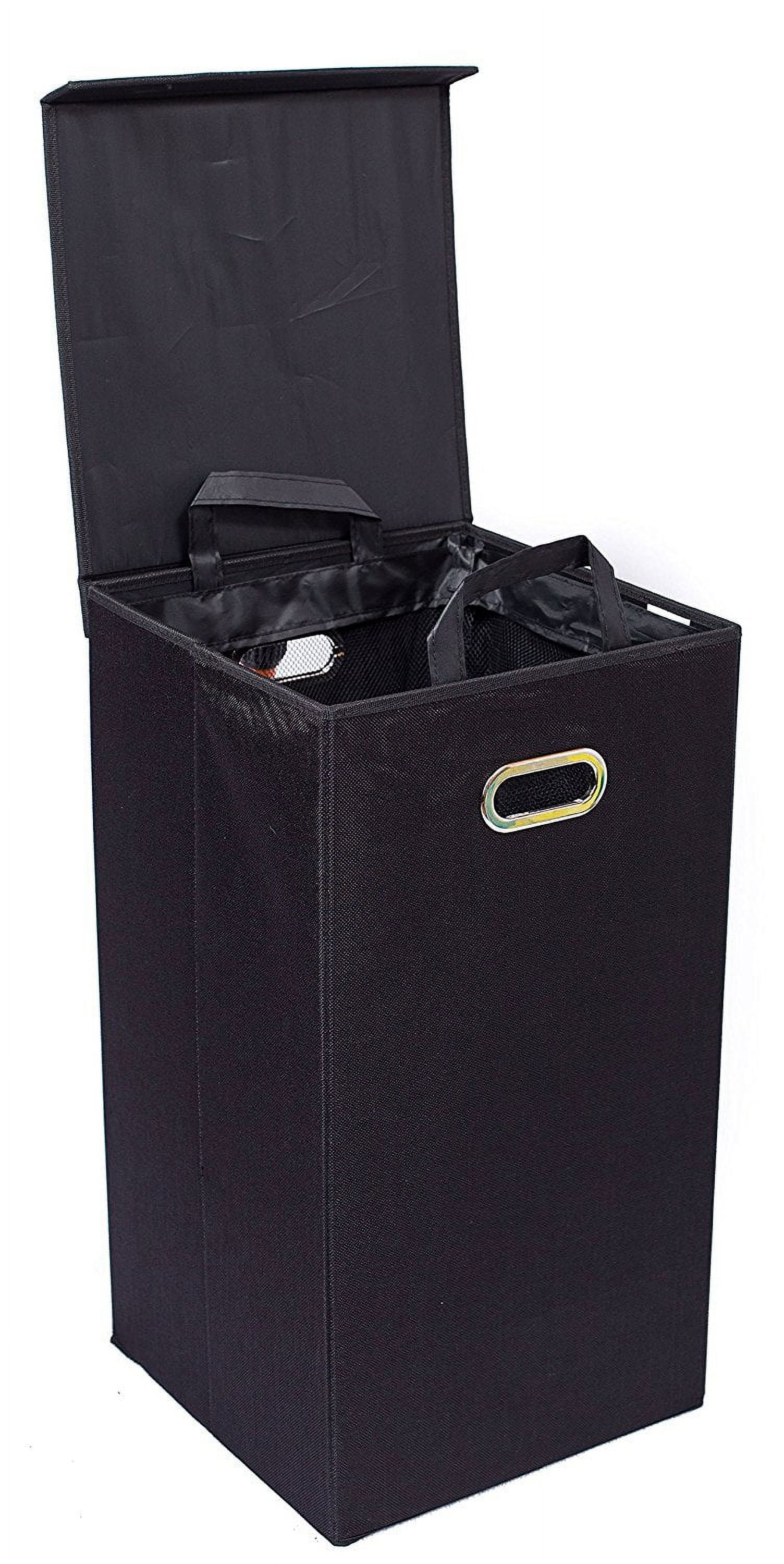 BirdRock Home Single Linen Laundry Hamper with Lid and Removable Liner - Black