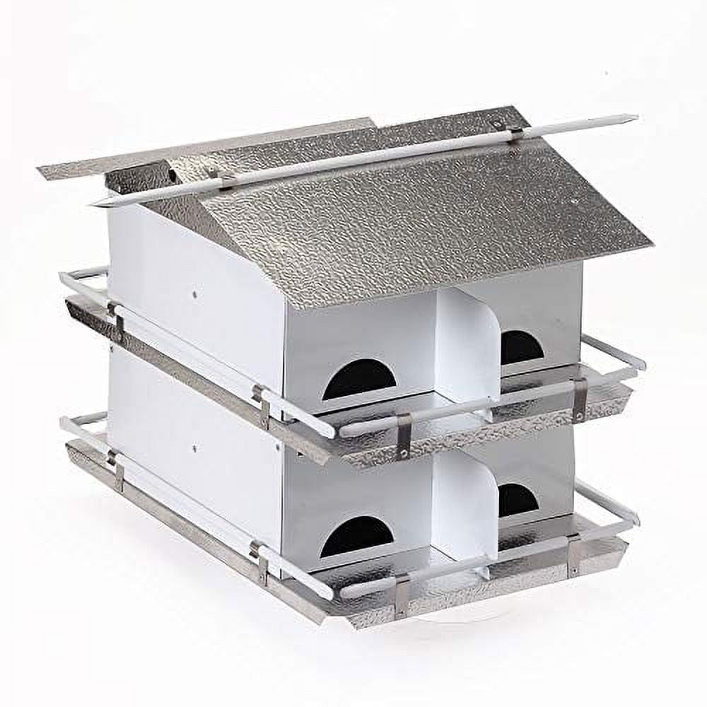 Birds Choice Pequeña Casa para Pájaros Martin Morada de 2 Niveles y 8 Habitaciones con Entradas Resistentes a los Estornudos, Blanco/gris