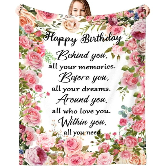 DALIHUA Birthday Gifts for Women Blanket Happy Birthday Decorations Throw Blanket Best Birthday Gift Ideas for Women Men 60x80inches