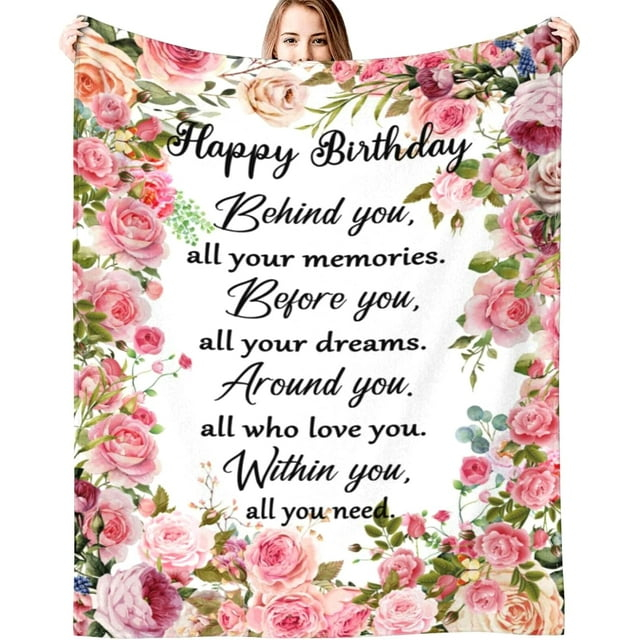 DALIHUA Birthday Gifts for Women Blanket Happy Birthday Decorations Throw Blanket Best Birthday Gift Ideas for Women Men 60x80inches