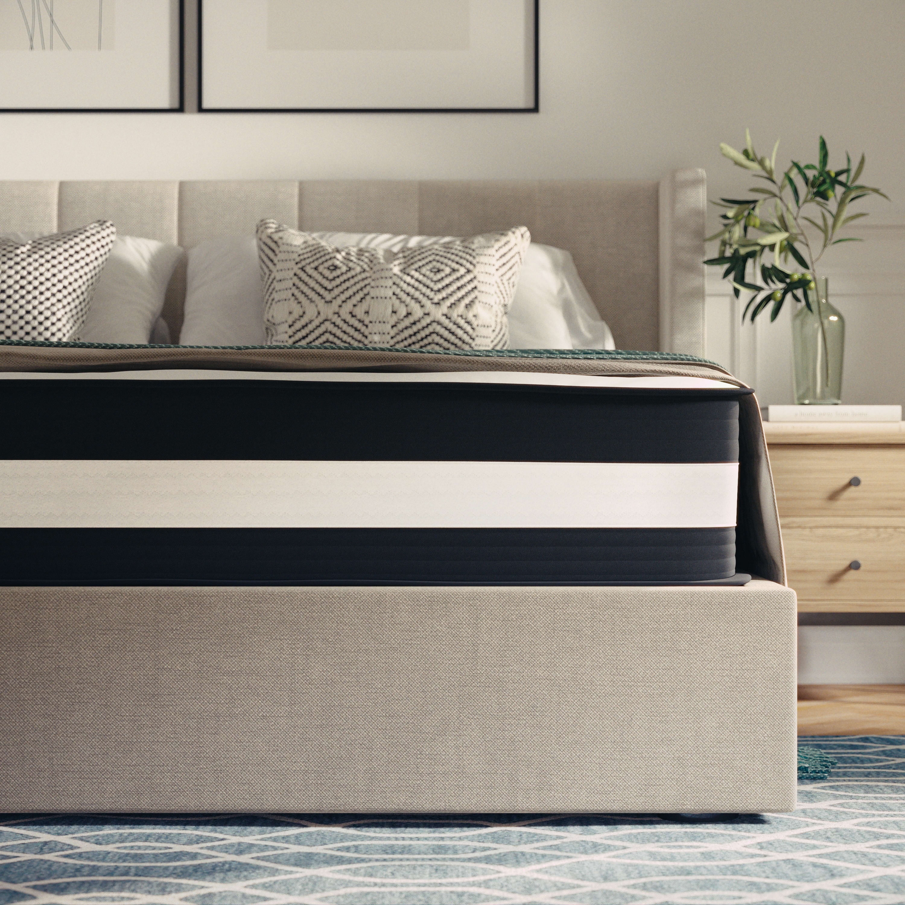BizChair 12 Inch CertiPUR-US Certified Hybrid Pocket Spring Mattress, Queen Mattress in a Box
