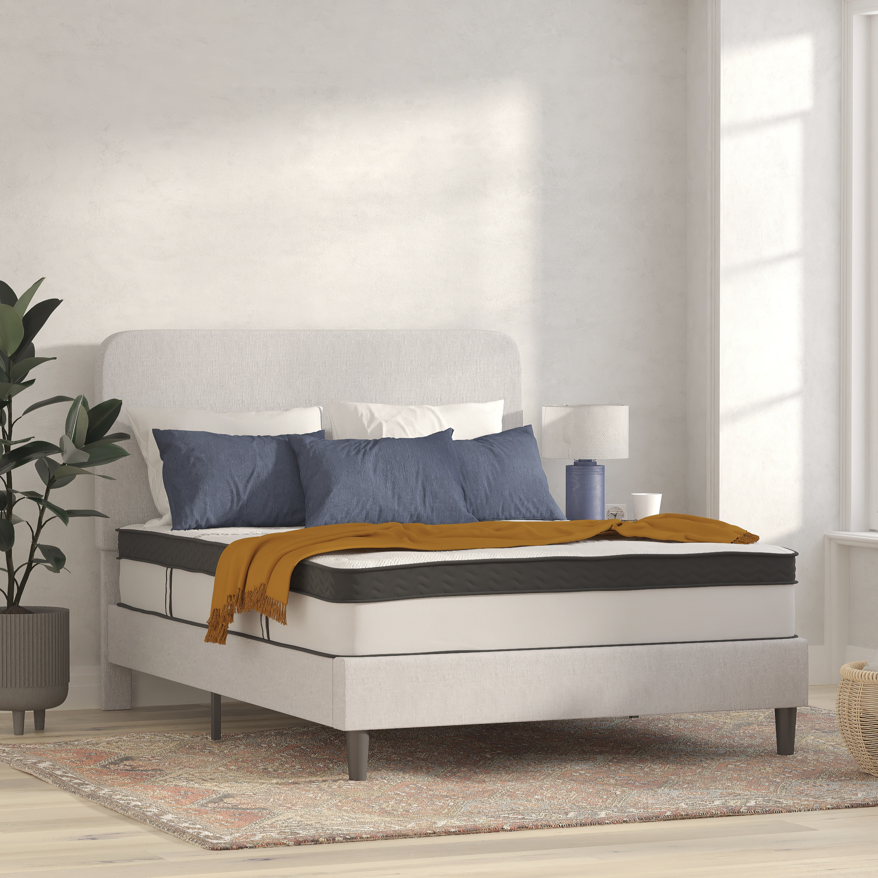 BizChair 12 Inch CertiPUR-US Certified Hybrid Pocket Spring Mattress, Queen Mattress in a Box