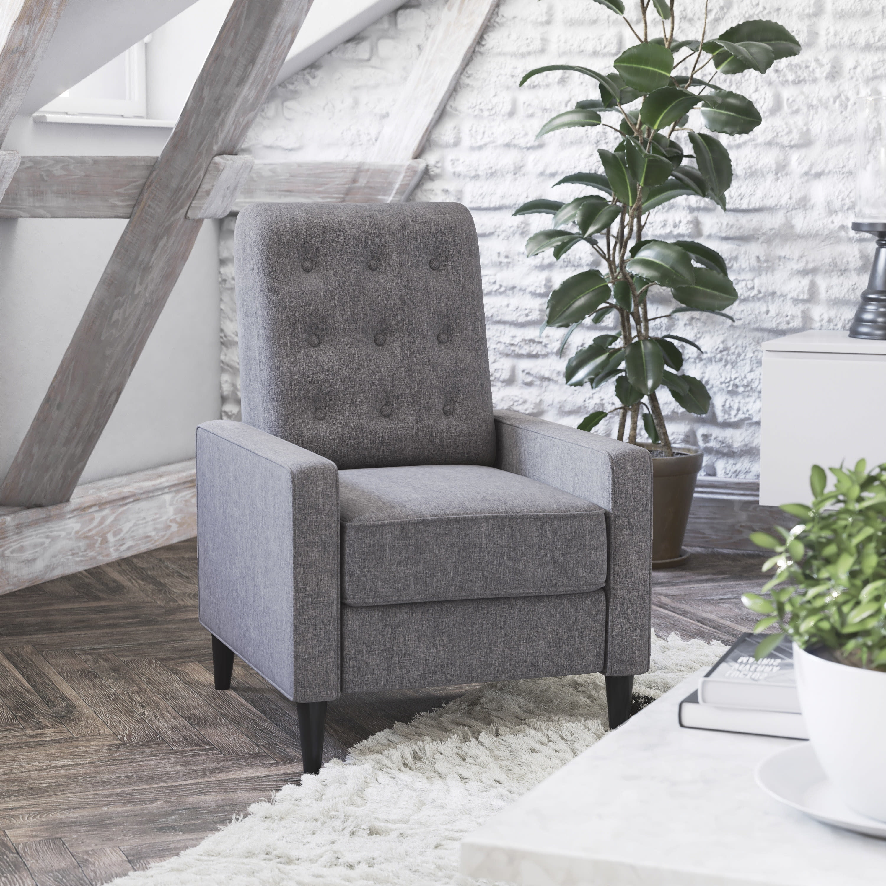Flash Furniture Ezra Ezra Fabric Push Back Recliner, Gray