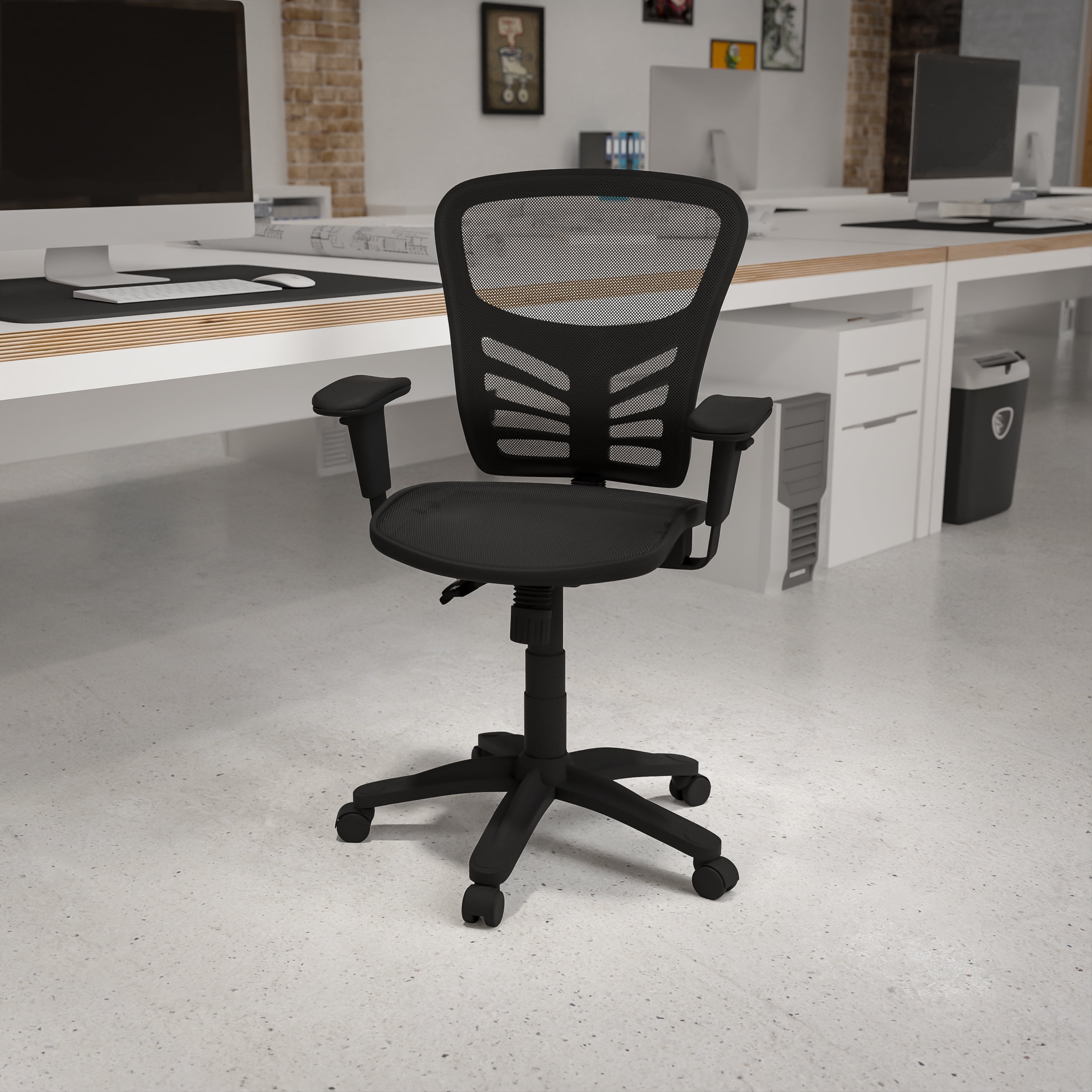 Flash Furniture Nicholas Ergonomic Mid-Back Swivel Office and Gaming Chair, Black