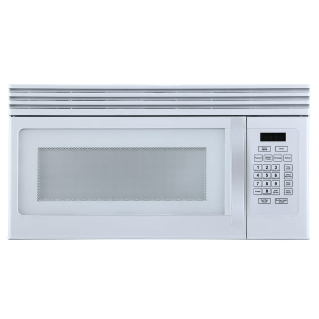 Black+Decker EM044KJNP10A 1.6-Cu. Ft. Over-the-Range Microwave with Top Mount Air Recirculation Vent, White