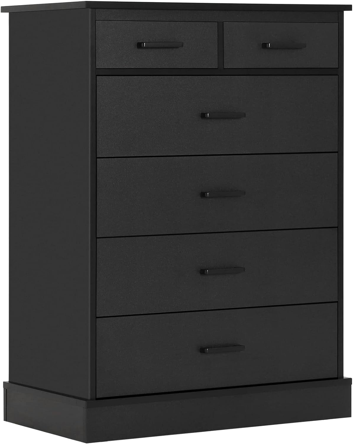 Black Dresser for Bedroom, 6 Drawers Dresser Wood Storage Tower Clothes Organizer, Chest of 6 Drawers, Large Capacity Storage Cabinet, Tall Dresser for Bedroom, Hallway, Entryway