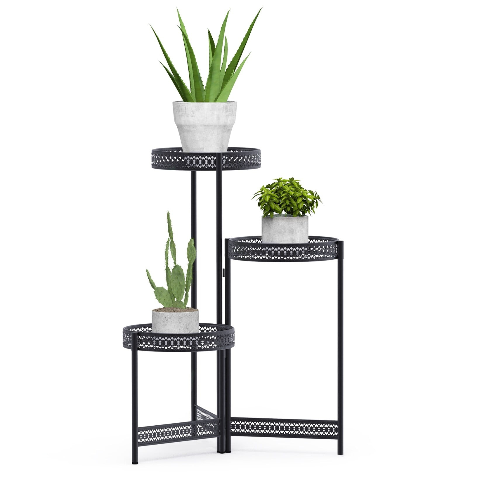 Black Metal Plant Stand Indoor 3 Tier Tall Plant Stand Pot Holder