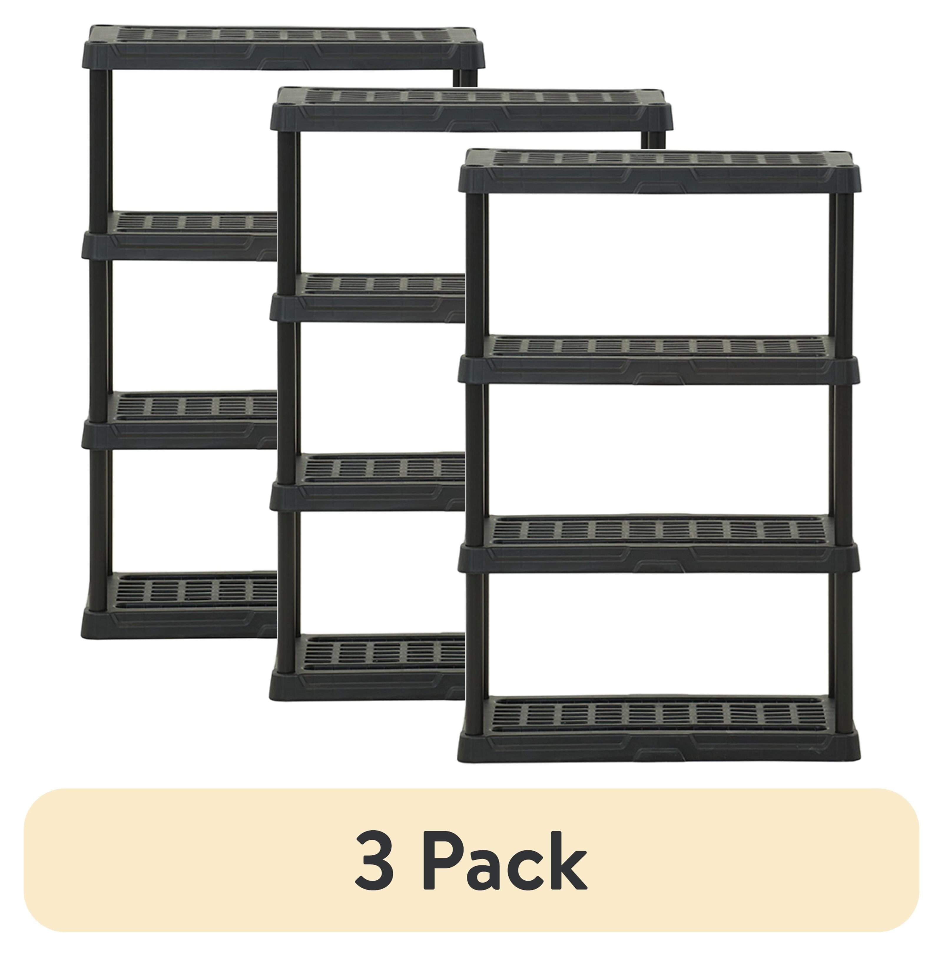 Hart Black Plastic 4-Tier Shelf 36" W x 18" D x 53" H, Up to 600 lb Total Capacity