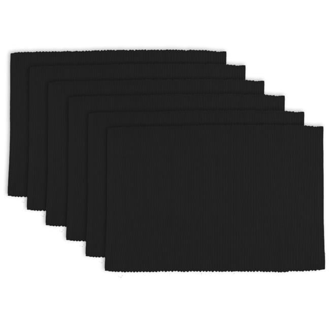 Design Imports Black Ribbed Placemat Set of 6 - Black - 13 x 19 in.