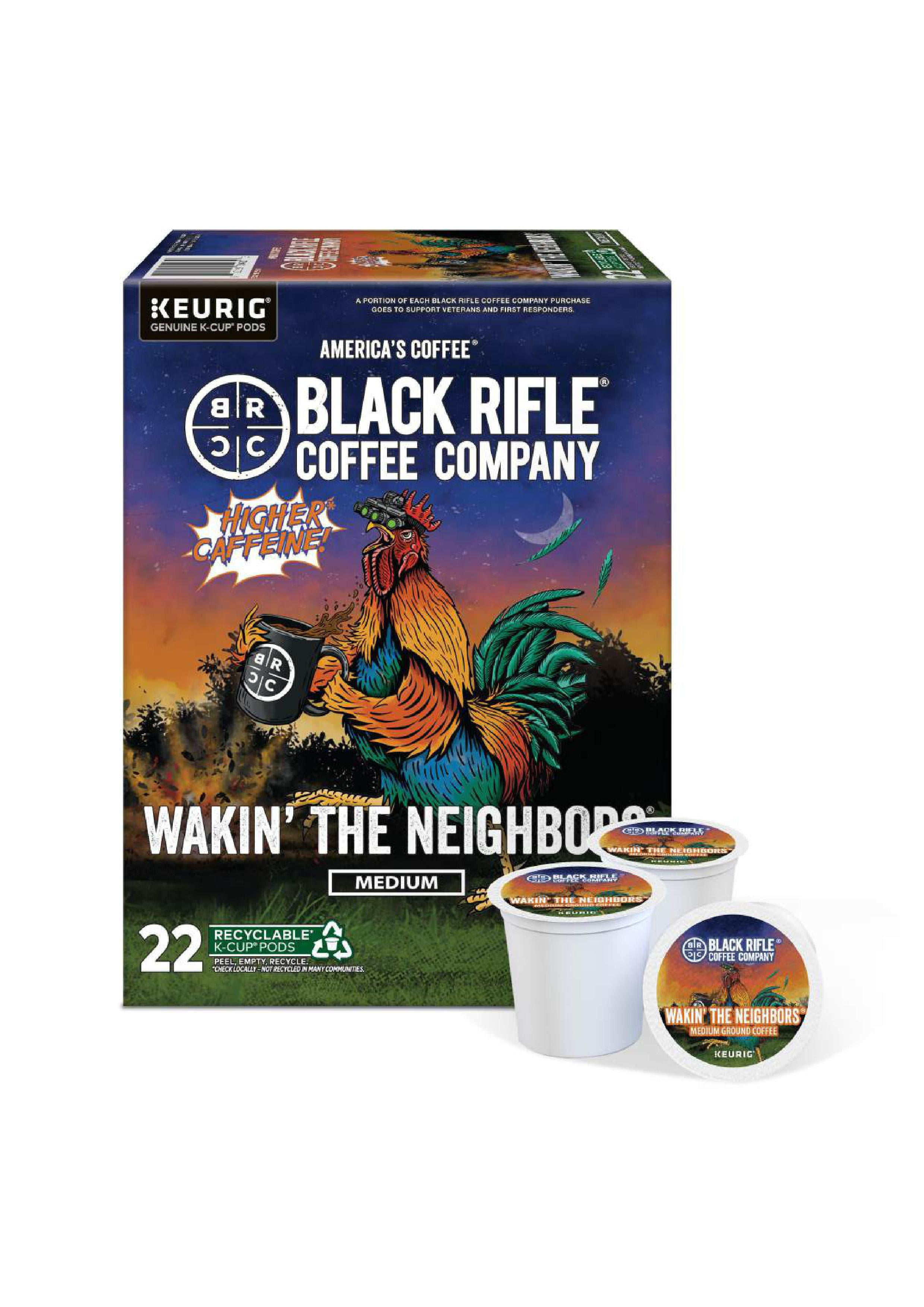 Black Rifle Coffee Company Wakin the Neighbors High Caffeine Keurig K-Cup Pods, Medium Roast, 22 Ct