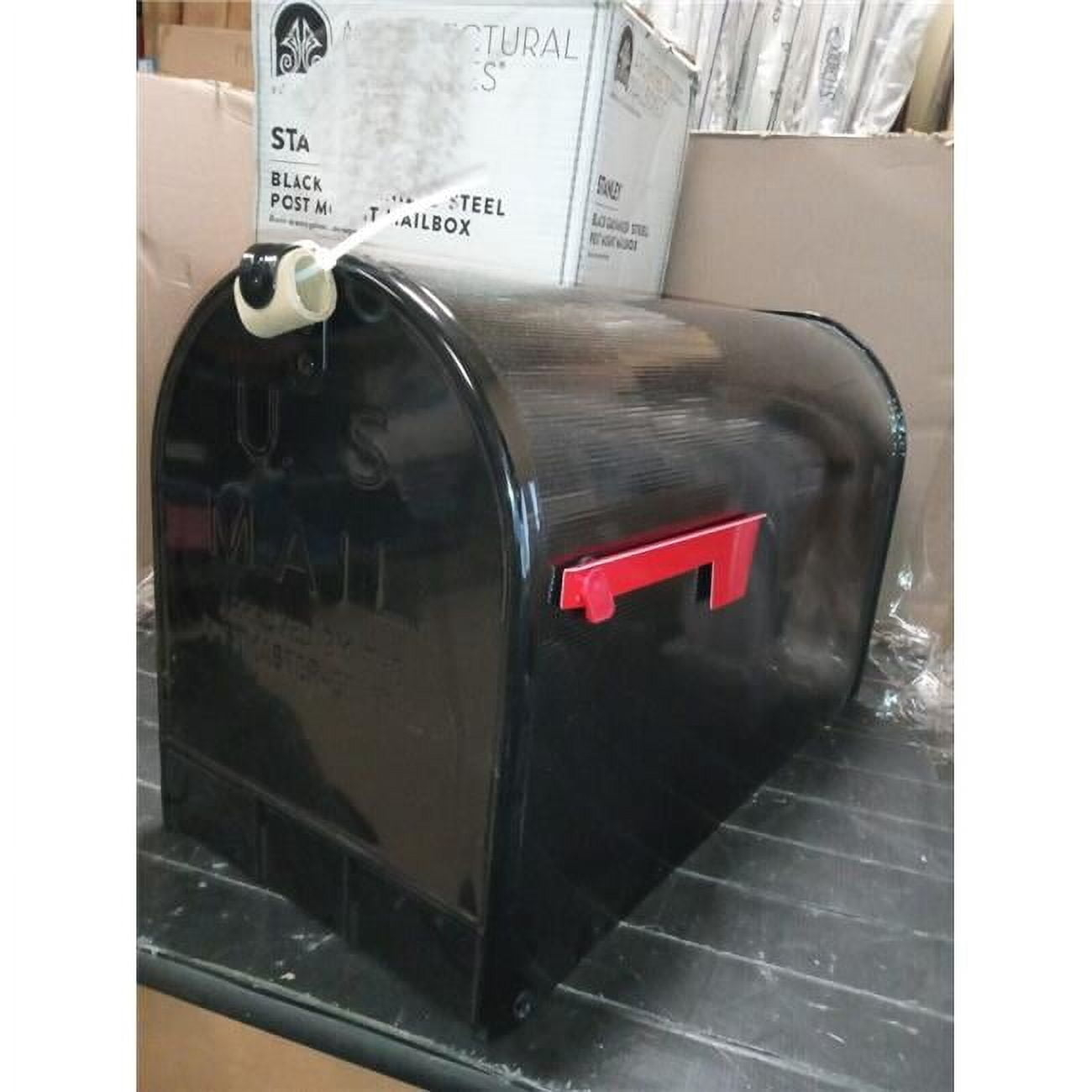 Extra Large Black Galvanized Steel Post-Mount Mailbox