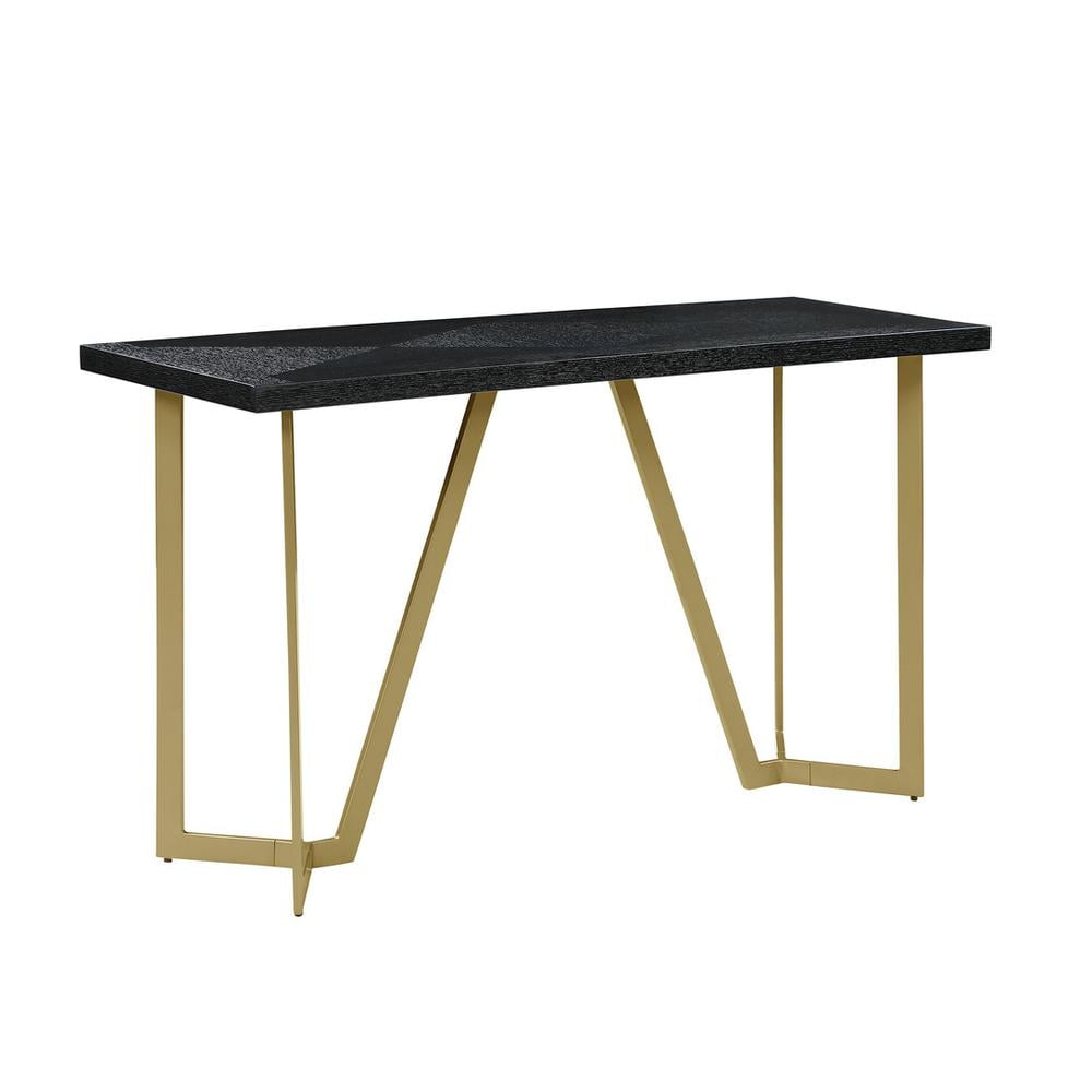 Black Wood Console Table with Gold Painted Legs