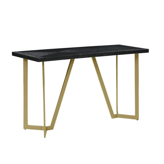Black Wood Console Table with Gold Painted Legs