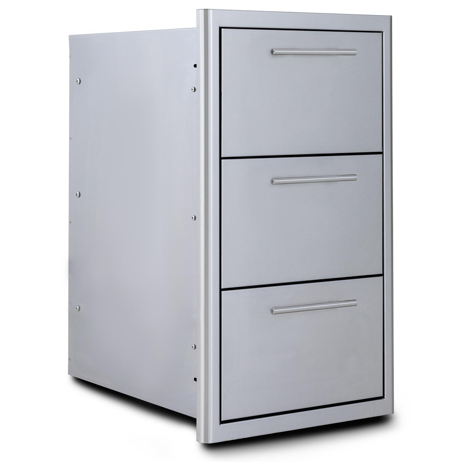 Blaze 16" Stainless Steel Triple Access Drawer with Soft Close LED Lighting\