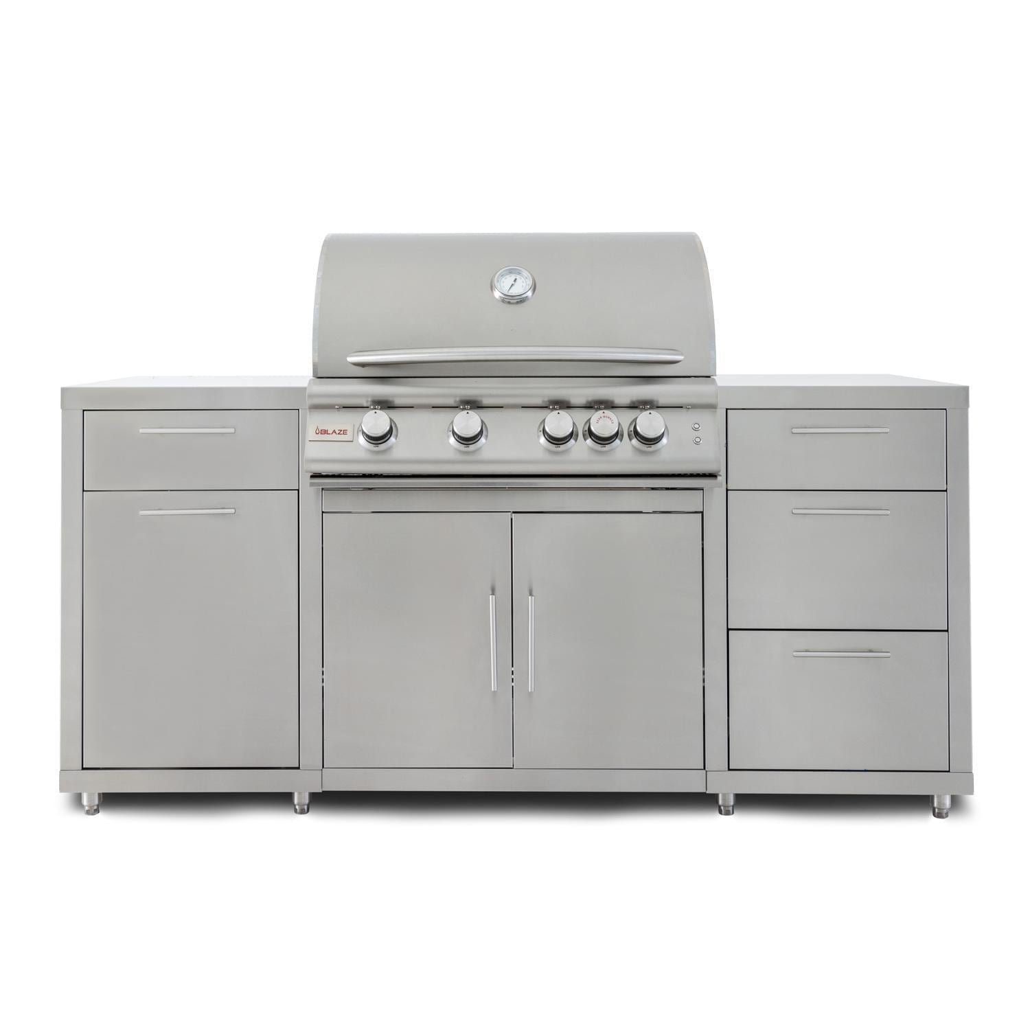 Blaze 6 ft Stainless Steel Outdoor Kitchen Island w/ LTE 32-Inch Natural Gas Grill