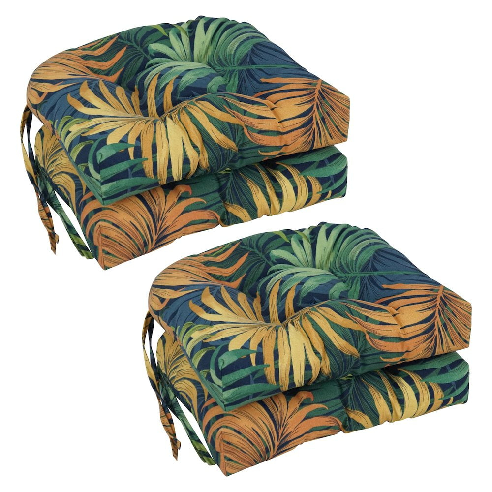 Blazing Needles 16-inch Polyester Patterned Outdoor U-shaped Chair Cushions (Set of 4)
