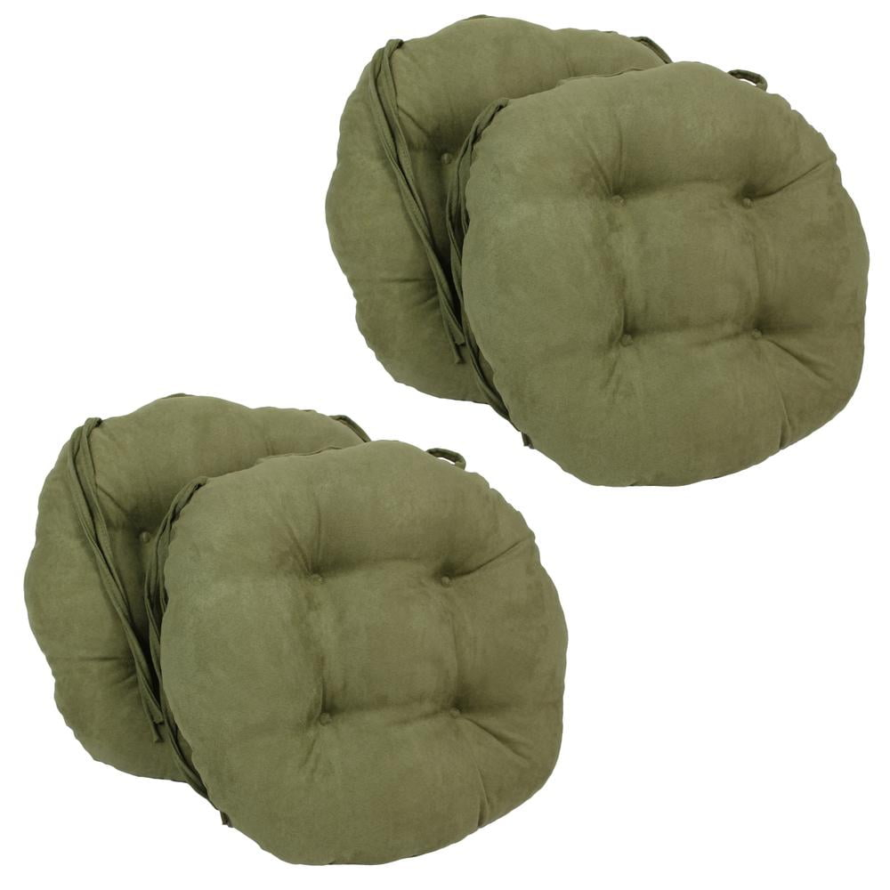 Blazing Needles 16-inch Solid Micro Suede Round Tufted Chair Cushions (Set of 4)
