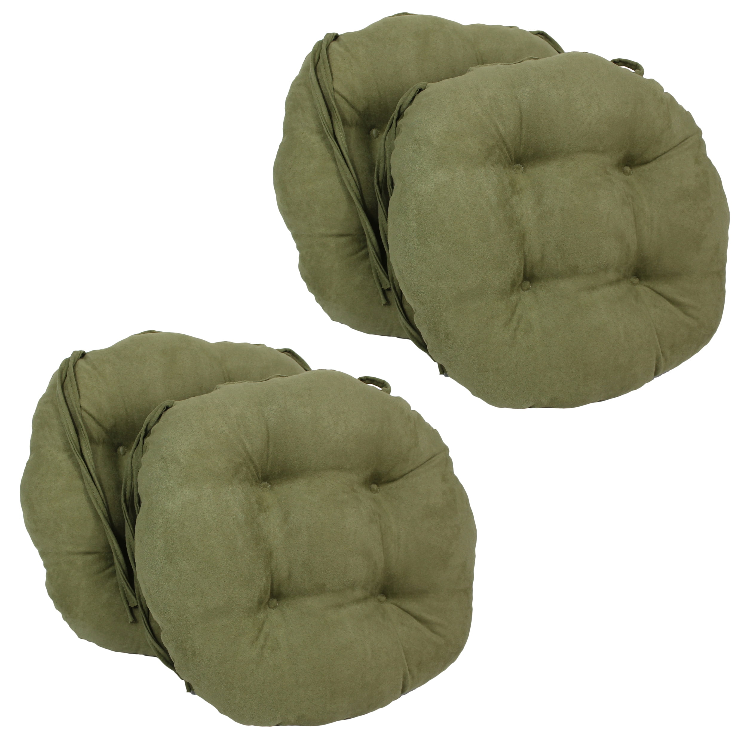 Blazing Needles 16-inch Solid Micro Suede Round Tufted Chair Cushions (Set of 4)