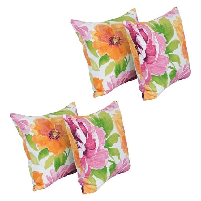 Blazing Needles 9910-S4-OD-243 17 in. Square Polyester Outdoor Throw Pillows, Muree Garden - Set of 4