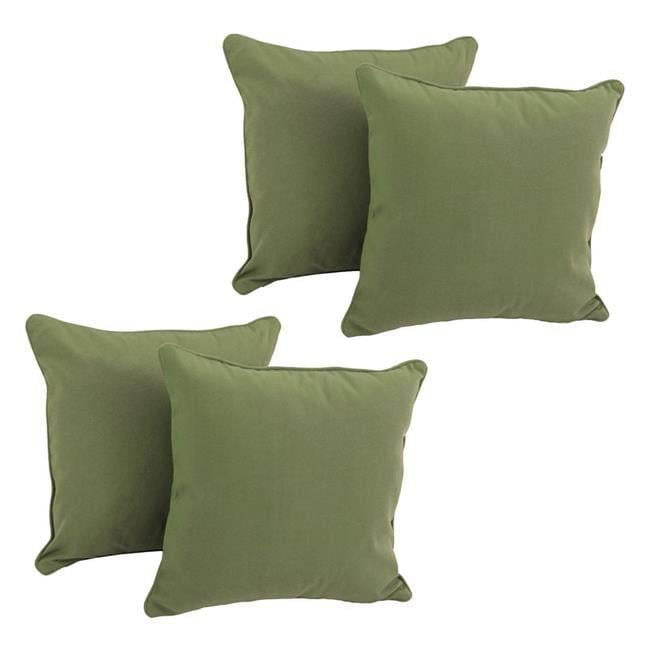 Blazing Needles  18 in. Double-Corded Solid Twill Square Throw Pillows with Inserts, Sage - Set of 4
